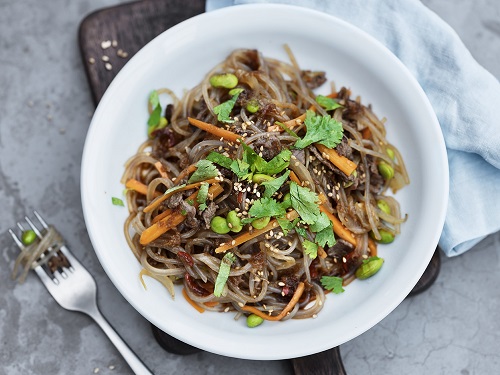 Nudlar med renskav och bönor